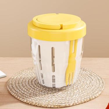 Imagem de Copos de parfait reutilizáveis com tampas, recipientes de aveia com tampas, 401-500 ml com garfo para armazenar lanches, saladas, frutas, fácil de limpar.