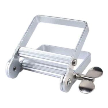 Imagem de Espremedor de tubo dispensador de pasta de dente tubo de tinta de metal suprimentos de banheiro ferramentas de rolo manual (prata)