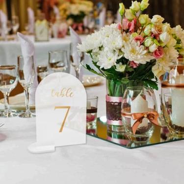 Imagem de Generic Placas de mesa de casamento 0-15, 12 x 17 cm, porta-cartões de lugar, porta-fotos para centros de mesa, festas de aniversário