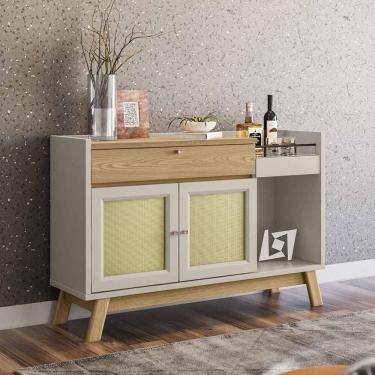 Imagem de Balcão Aparador Buffet Retrô Bar Classico Carvalho Off White