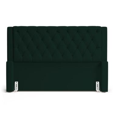 Imagem de Cabeceira E Calçadeira Báu Queen Size Atena 160cm Capitonê Veludo Verde Escuro - Desk Design
