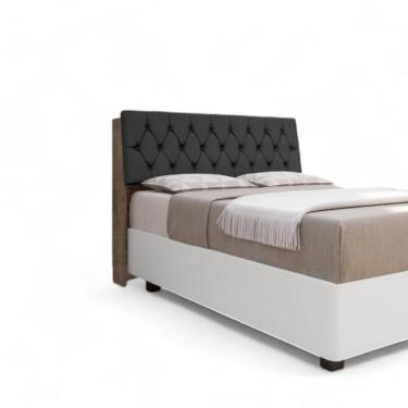 Imagem de Cabeceira Estofada ísis Queen Chocolate Com Capitonê Preto