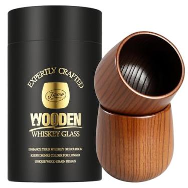 Imagem de Presentes de vidro de uísque de madeira para homens - Copos de uísque Bourbon de madeira carbonizada, vidro carbonizado antiquado, presente de bourbon para pai ou namorado no dia dos pais, aniversário