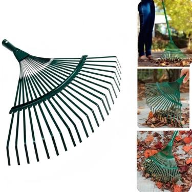 Imagem de Vassoura Rastelo Jardinagem Grama 22 Dentes Ferro Metal Anchinho Jardim Grama Folhas Quintal Profissional