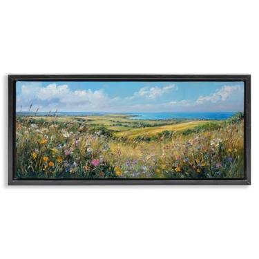 Imagem de Stupell Industries Arte de parede em tela flutuante marrom com paisagem Away in a Valley, design por Petal Prints Design, 28 x 63 cm