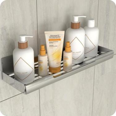 Imagem de Porta Shampoo Com Adesivo Suporte Banheiro Inox ELG - HomeFull