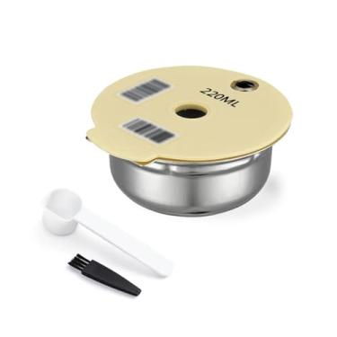 Imagem de YUYUEMI Cápsulas de café reutilizáveis Tassimo, cápsulas de filtro de café recarregáveis, filtro de café de aço inoxidável com tampa de silicone para máquina de café Bosch Tassimo Series (220 ml)