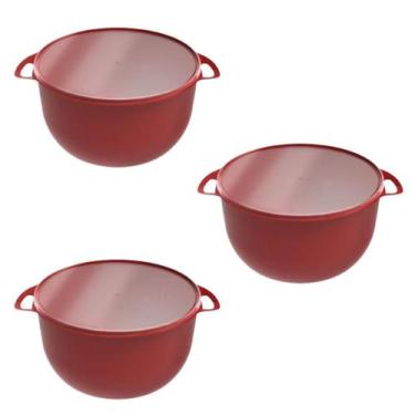 Imagem de Kit 3 Vasilhas Multiuso Plástica Caçarola Tampa Para Salada 6,5 Litros