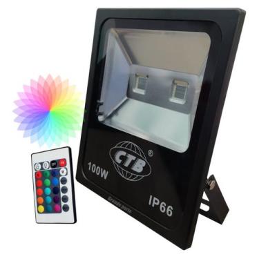 Imagem de Refletor Led Rgb Cores 100W Bivolt Ip66 Com Controle Remoto - CTB, Biv