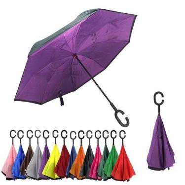 Imagem de Guarda Chuva Tecido Duplo Contra Vento Reforçado  Invertido - FP Eletr