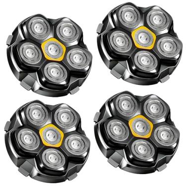 Imagem de Cabeças de substituição magnéticas de 6 lâminas para muitos barbeadores elétricos magnéticos 6D, cabeça de lâmina magnética 6D compatível com barbeadores de cabeça para homens carecas. (4 peças)