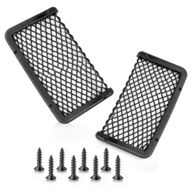 Imagem de Pacote com 2 organizadores de rede de armazenamento de carro com moldura de plástico ABS, 22 x 10 cm com parafusos para telefone, mapas, itens pequenos - universal para carro, trailer, barco