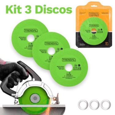 Imagem de Kit 3 Discos De Corte De Vidro Espelho E Porcelanato Lâmina Ultra Fina