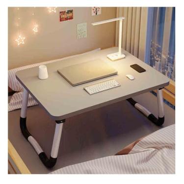Imagem de Mesa de laptop, mesa baixa de cama, cama para mesa de TV, bandeja de colo mesa de pé portátil, mesa dobrável para laptop, suporte de leitura e escrita com gaveta para cama, sofá, chão (cinza, gaveta