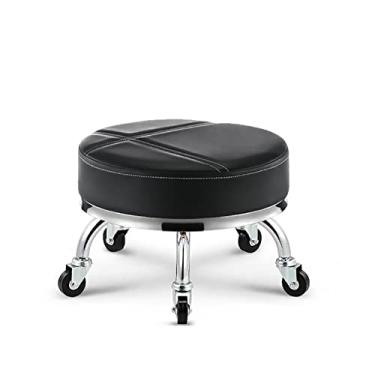 Imagem de BSNANCA Banquetas de rodinhas com 5 rodas moderna banqueta baixa para escritório em casa homens mulheres loja cozinha garagem ou sofá apoio para os pés, C (A) (A)