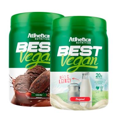 Imagem de Kit 2x Best Vegan 500g - Formula Blend Vegano - Proteina da Ervilha e Arroz Atlheticanutritioon (2x Potes 500g, Cacau/Original)