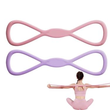 Imagem de Faixas elásticas de braço para exercícios | Faixa elástica de 8 formas – Equipamento de ginástica, ferramenta de alongamento de pernas, corda de puxar de ioga para as costas, treinamento de peito