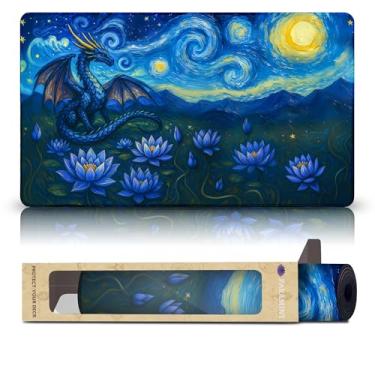 Imagem de Paramint Starry Night, Dragon (Stitched) - MTG Playmat - Compatible with Magic The Gathering Playmat - Play MTG, YuGiOh, TCG - Original Play Mat Art Designs & Accessories