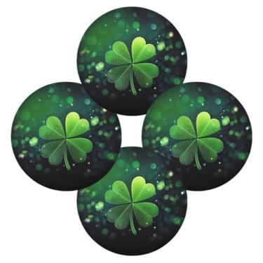 Imagem de ATTX Jogo americano redondo trevo verde para mesa de jantar, jogo americano de decoração do dia de São Patrício, tapetes para mesa de cozinha para 4#32