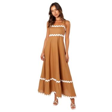 Imagem de Petal & Pup Vestido maxi feminino Yana, Branco (Tan White), PP