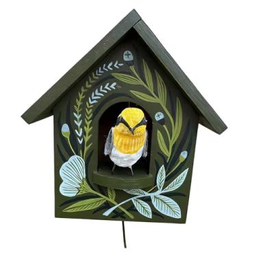 Imagem de Arte cinética caprichosa decoração de parede de casa de pássaro, casa de pássaro de bétula, arte de parede de jardim ao ar livre, decoração de pássaros para casa, dê vida às suas paredes com esta casa