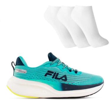 Imagem de Tênis Fila Racer Speedzone Feminino + 3 Pares de Meias, 36, Azul, Mari