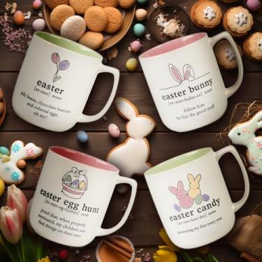 Imagem de Certified International Canecas de palavras de Páscoa, 510 g, conjunto de 4, para uso diário, acessórios de cozinha, celebração de festa, Páscoa