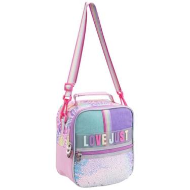 Imagem de Lancheira Térmica Infantil Escolar, Compartimento Térmico com Elástico, Alça Ajustável Transversal, P/Bebidas Suco Alimento (Lancheira Escolar Térmica Just Rainbow)
