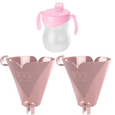Imagem de Conjunto de 2 Suporte para Filtro de Café 103 Rosa + 1 Copo Infantil Plástico Rosa 310ml