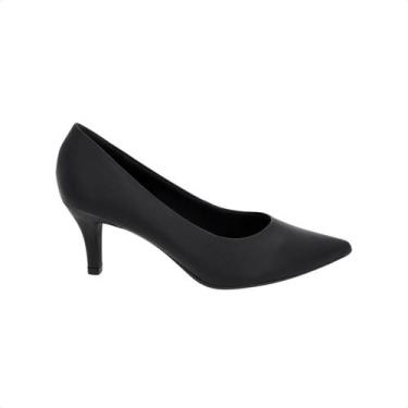Imagem de Scarpin Salto Medio Fino Usaflex Couro Preto, Preto, 36