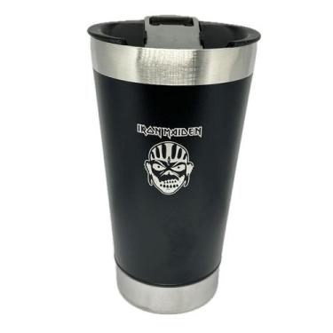 Imagem de Copo Térmico Iron Maiden 500ml Gelado Quente Tampa + abridor