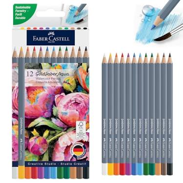 Imagem de Faber-Castell Lápis de aquarela Goldfaber Aqua: 12 unidades, conjunto de lápis de cor pré-afiados para desenho e pintura, materiais de desenho e presentes de artistas
