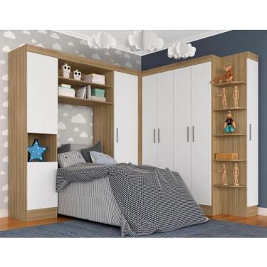 Imagem de Guarda Roupa Modulado Solteiro Andrea Boreal/branco - Móveis Arapongas Boreal/branco