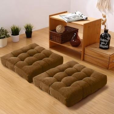 Imagem de Gfobip Almofada de chão grande para adultos, almofada de meditação, almofada grande para sentar no chão, assento macio, para sala de estar, ioga, conversar, 55 x 55 cm, marrom