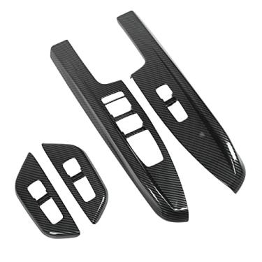 Imagem de KIMISS Tampa do Painel de Controle da Janela da Porta Estilo Fibra de Carbono de 4 Unidades para Ajuste para Carnaval KA4 2021 e Posterior - Decoração Elegante do Interruptor Elevador Janela Interna