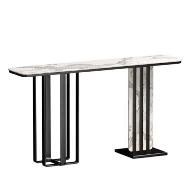 Imagem de Mesa de console de entrada, mesas retangulares de sofá atrás do sofá, mesas de destaque, mesa de entrada de casa de fazenda industrial, para sala de estar, corredor, hall de entrada, decoração de