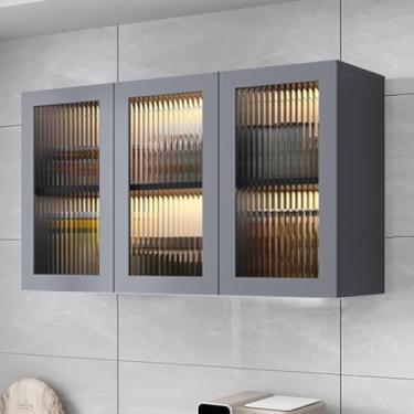 Imagem de Armário de remédios de cozinha de madeira com 2 portas de vidro – armazenamento sobre o vaso sanitário, suporte de exibição de despensa para banheiro, quarto e organização de cozinha