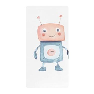 Imagem de xigua Lindo lençol de berço de algodão robô para meninas e meninos, lençol macio e respirável adequado para berço padrão e cama de criança pequena