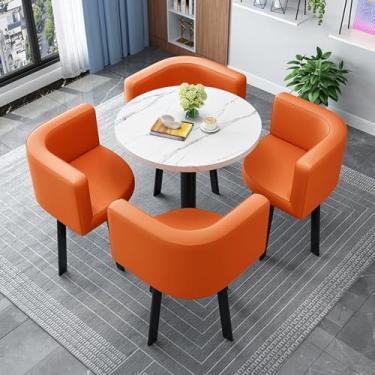 Imagem de Conjunto de mesa de negociação e cadeira, mesa de clube de sala de recepção de escritório, conjunto de mesa de jantar redonda simples, mesas de conferência, conjunto de mesa de centro e cadeira (cor