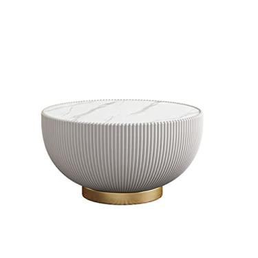 Imagem de Mesa de centro mesa de centro combinação redonda sala de estar pequena mesa redonda mesa lateral hotel mesas centrais minimalistas modernas (cor: branco-1)