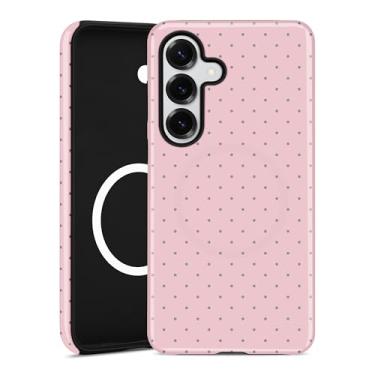 Imagem de Aitipy Capa de telefone magnética de bolinhas para Samsung Galaxy S25 Plus, compatível com MagSafe, linda capa de telefone protetora à prova de choque de bolinhas rosa e TPU macio e policarbonato