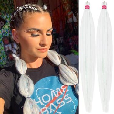Imagem de Branco creme com cabelo trançado de tinsel 76 cm, 2 pacotes de extensões de cabelo trançadas longas profissionais tranças de crochê de fibra sintética macia