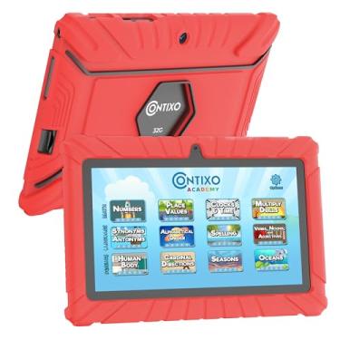 Imagem de Contixo Tablet infantil V8 de 7 polegadas – armazenamento de 32 GB, conteúdo exclusivo sem anúncios pré-carregado, Android, controle parental, capa durável à prova de crianças, tela sensível ao toque