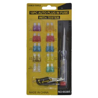 Imagem de Camco Tools Auto Plug in Fuse 10pcs with Tester 65384 = Fusivel Para Carro Com Chave Teste