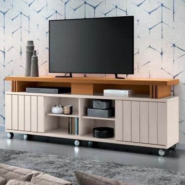 Imagem de Rack Bancada de TV 70 Pol 180cm Briz Off White/Cinamomo - HB Móveis, O