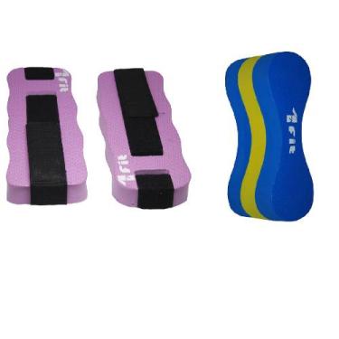 Imagem de Kit Hidroginástica C/ Par de Caneleira Hidro P Rosa+Poliboia - 1Fit