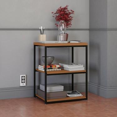 Imagem de Mesa De Apoio Industrial com 3 Prateleiras - Kappesberg, Canela/Preto 
