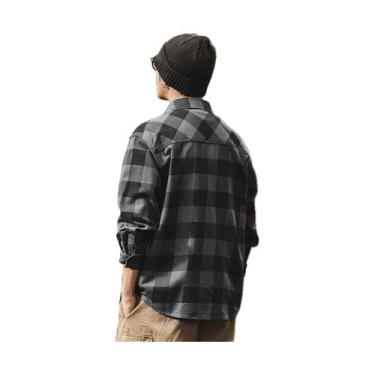 Imagem de Camiseta Masculina Xadrez Flanelada Com Bolsos Manga Longa - CJ WEAR, 