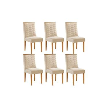 Imagem de Cadeira De Cozinha Maldivas Kit 6 Un Naturalle/suede Creme - Rufato