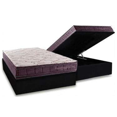 Imagem de Cama Box Baú Novo + Colchão Molas Kappesberg Ensacadas Inverno Verão + Base Crc Courano Black